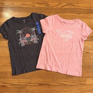 Roxy Youth Girl's 2-pack Tees, Size L 14/16 Pink,black, New